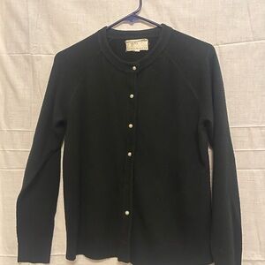 Debbie Morgan Classic Black Cardigan Pearl Buttons S